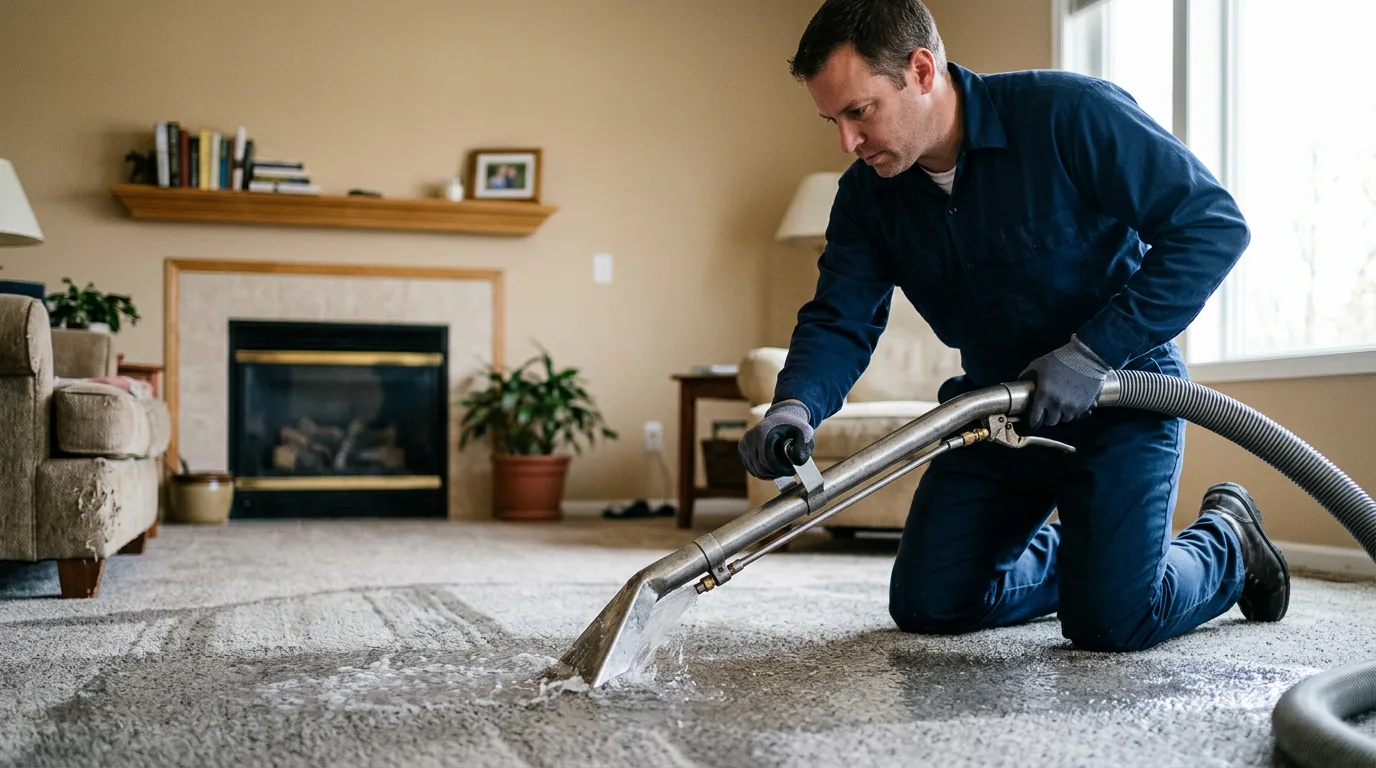 Water damage restoration technician working near Charlotte, AR